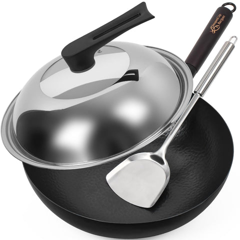 Souped Up Recipes 12.5-inch wok with flat bottom for even heating on any stove