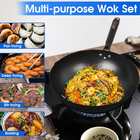 Souped Up Recipes wok lid enhances heat retention for even cooking.