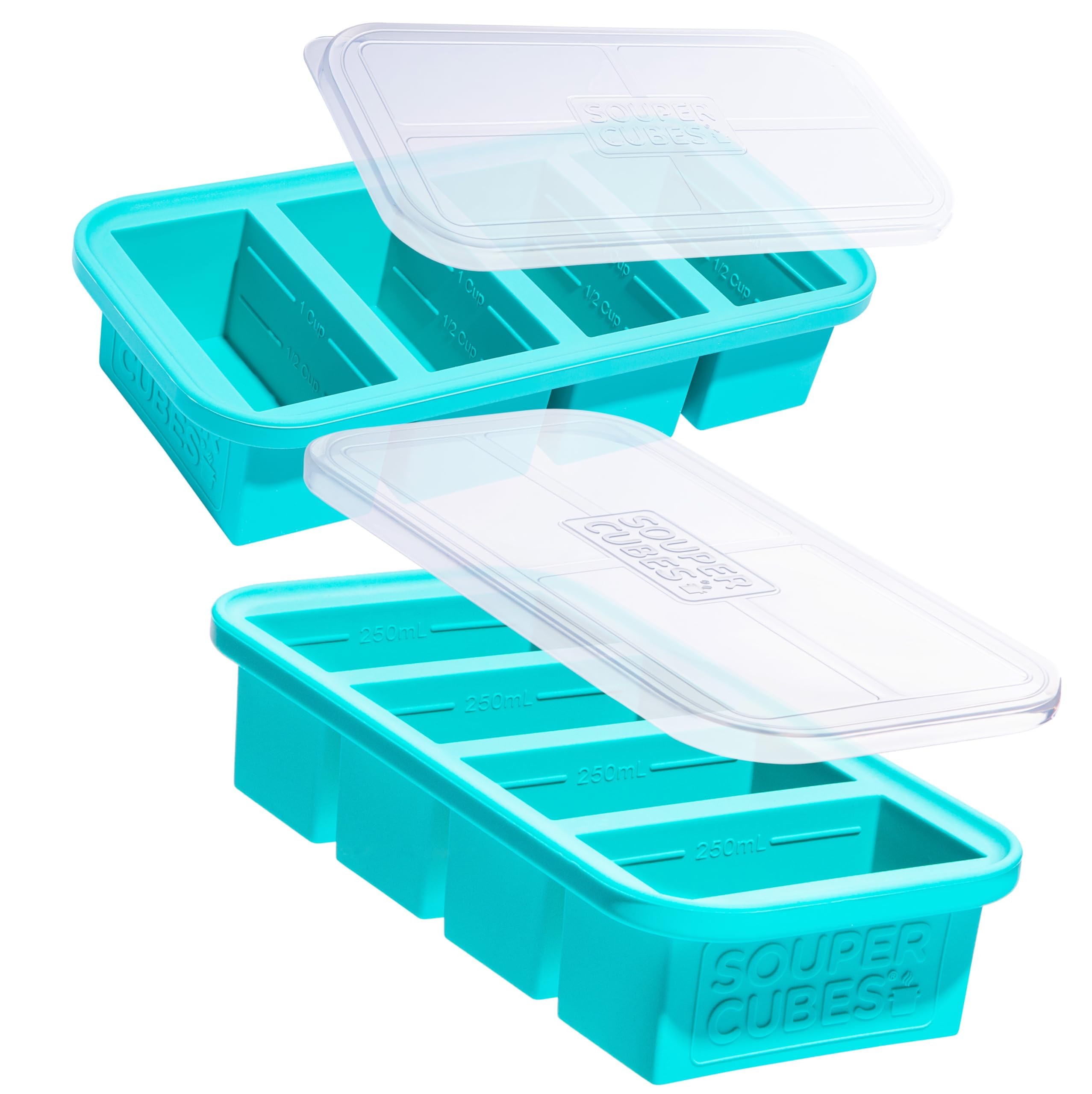 Souper Cubes 1-cup silicone freezer molds with lids aid portion control for quick meals
