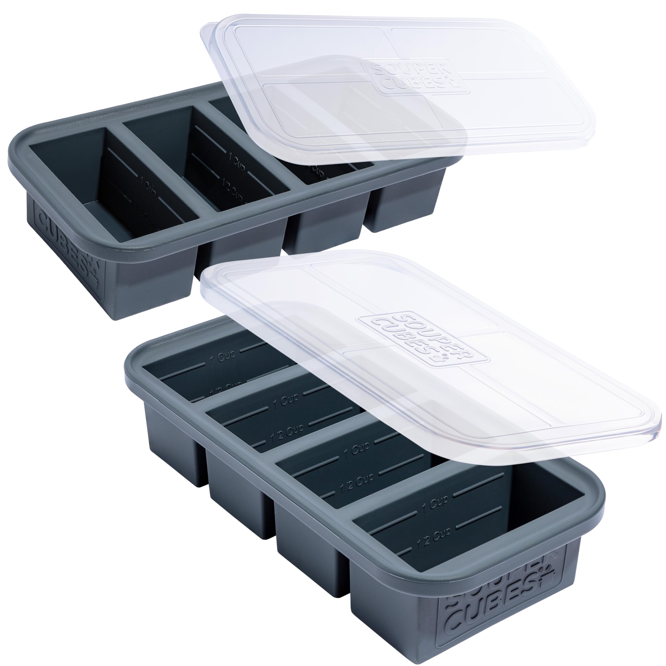 Souper Cubes 1 cup silicone freezer tray with lid enabling precise portioning of soups