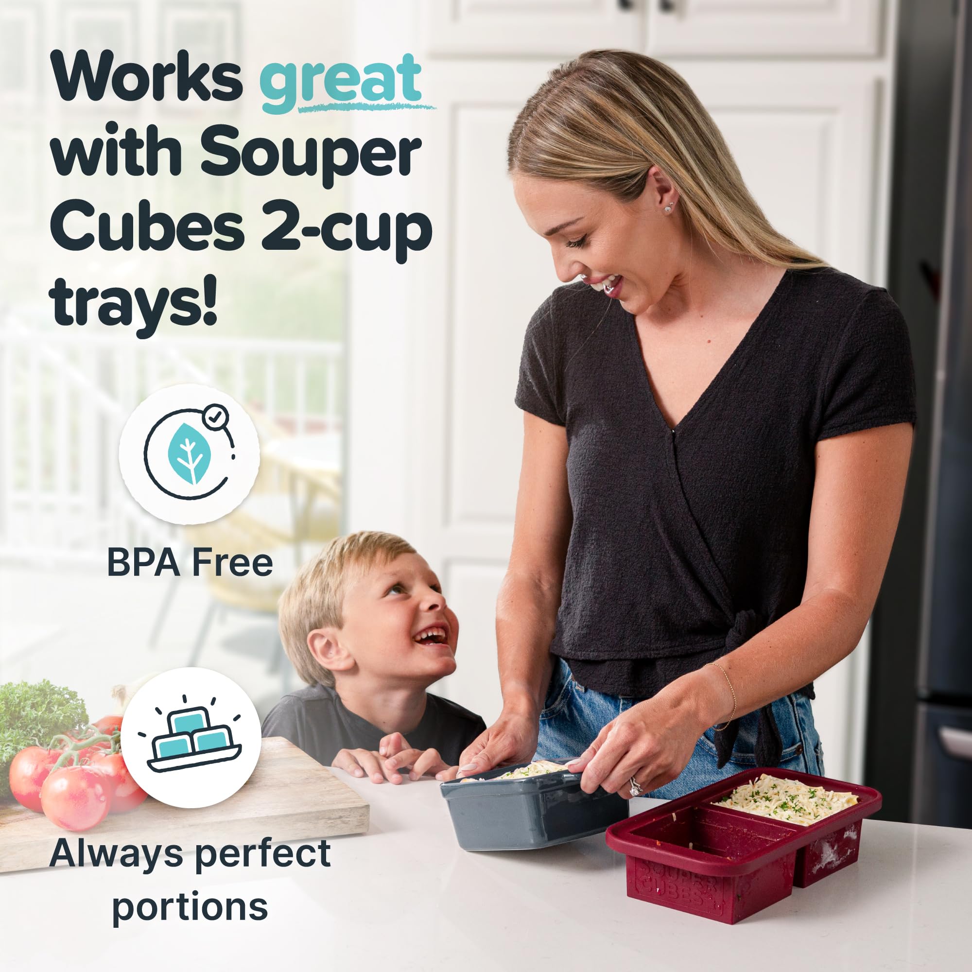 Souper Cubes charcoal bakeware shown as oven-safe up to 450 F