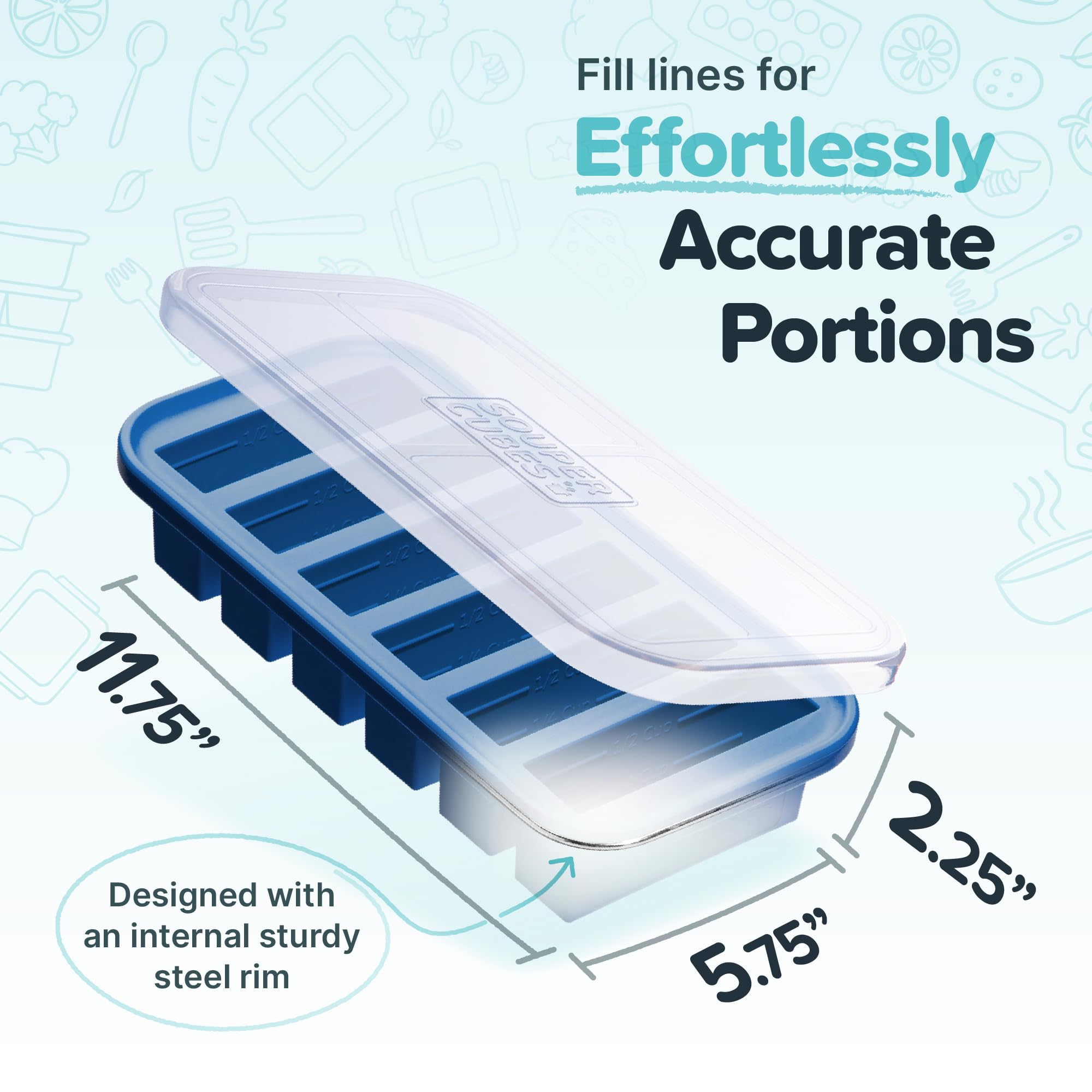 Dishwasher-safe silicone freezer tray that is easy to clean after meal prep.