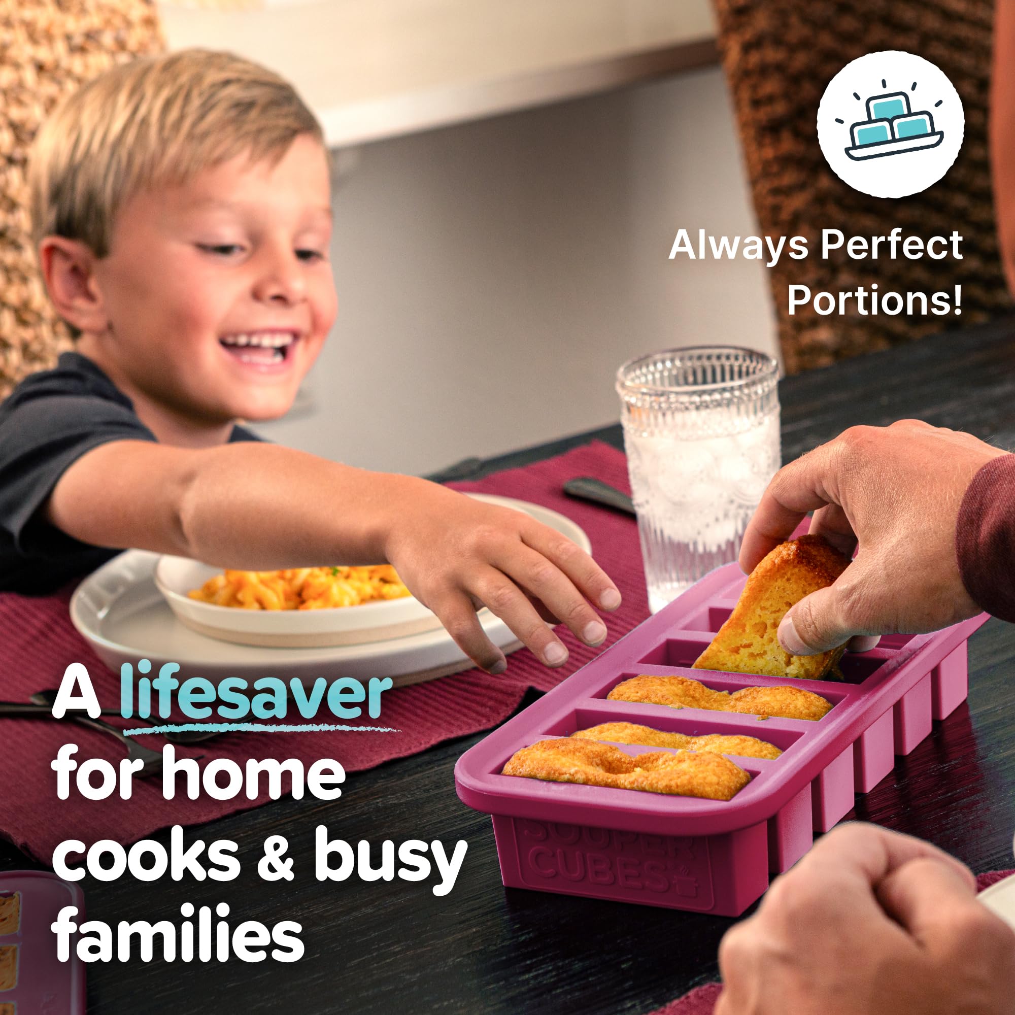 Souper Cubes dishwasher safe silicone trays for simple cleanup.