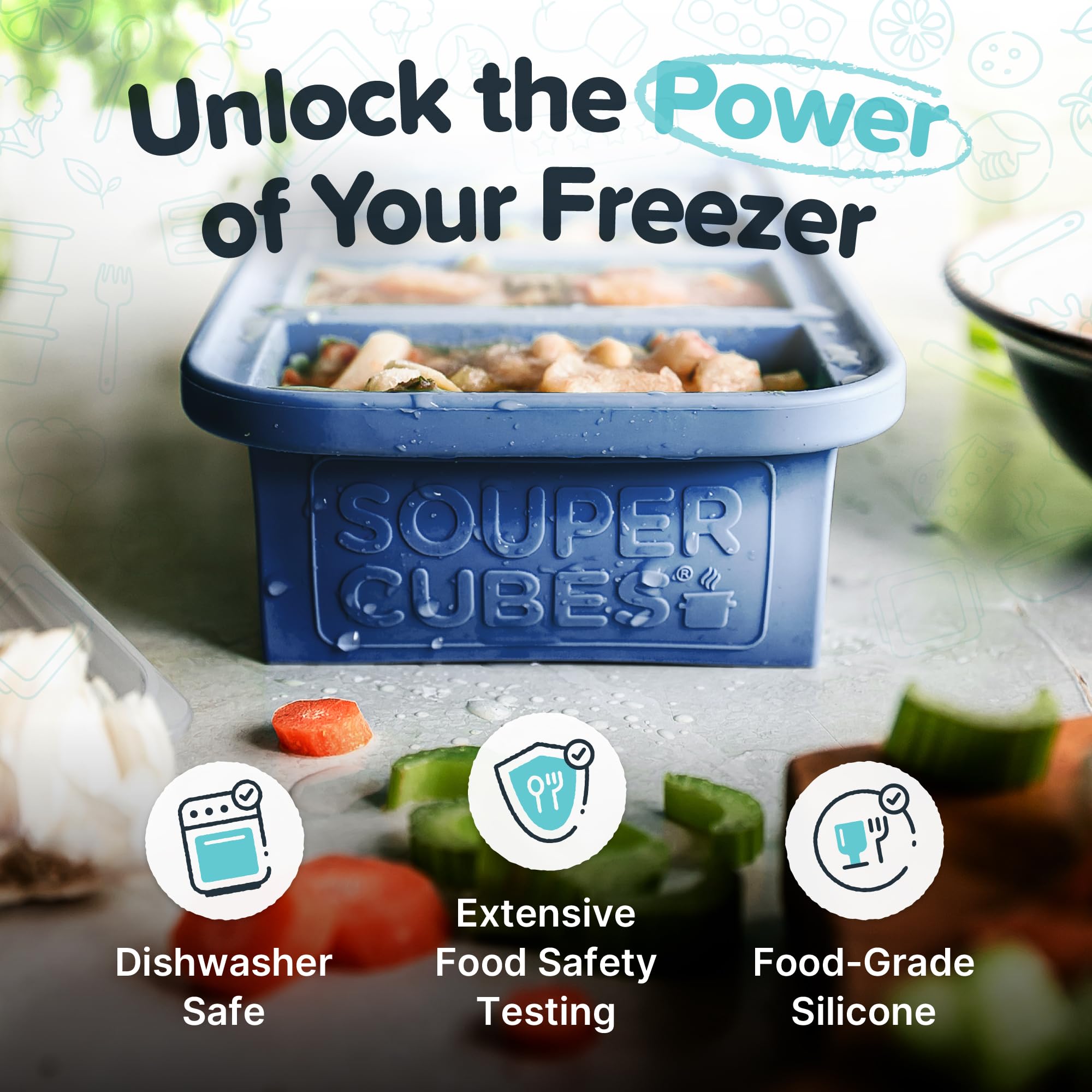 Souper Cubes 1 Cup fill lines help accurate portioning and freezing