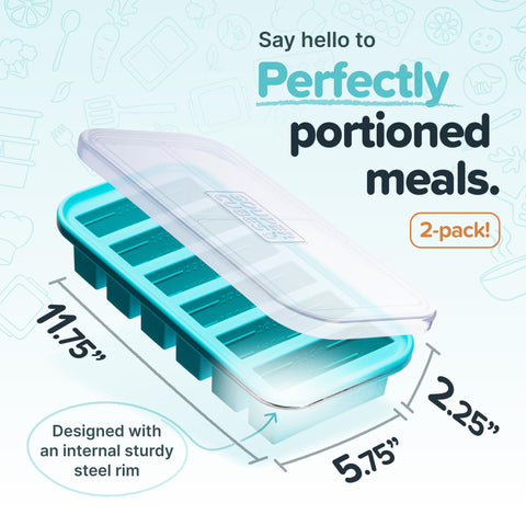 Souper Cubes freezer molds 1/2 cup with lid for storage.