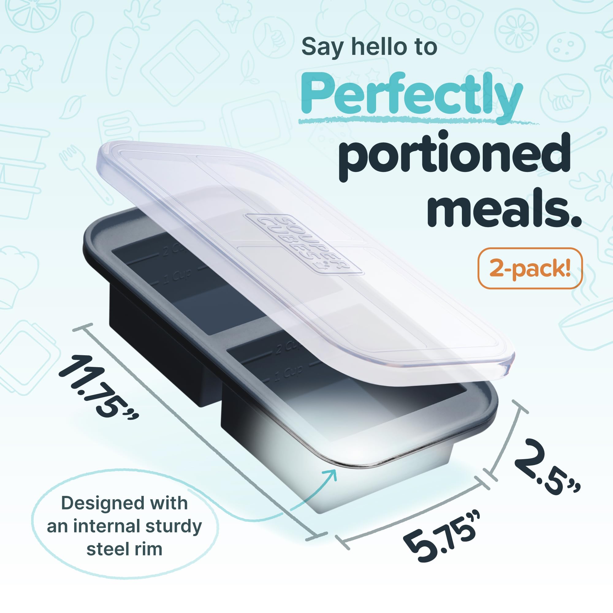 Souper Cubes freezer molds closeup shows sturdy silicone, ideal for freezing sauces and soups.