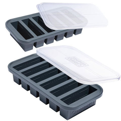 Souper Cubes half-cup trays with lids for easy portion control and meal prep.