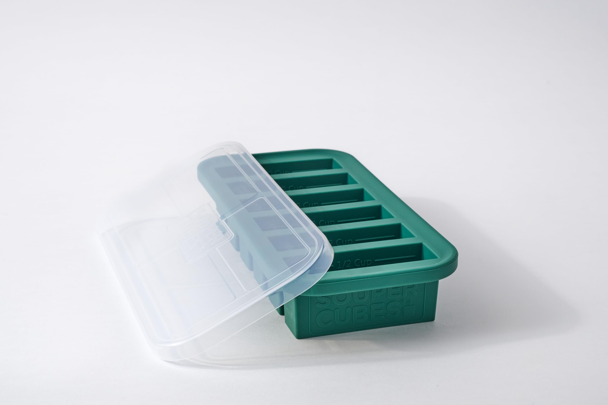 Souper Cubes Kale half-cup mold for precise portioning and easy freezing.