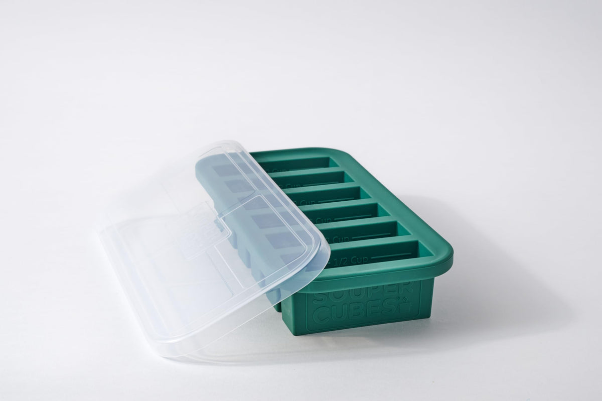 Souper Cubes Kale half-cup mold for precise portioning and easy freezing.