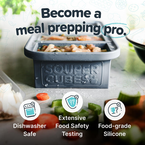 Souper Cubes silicone mold ideal for freezing sauces and stocks in 1-cup portions
