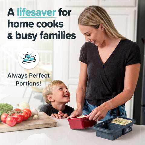 Souper Cubes Charcoal silicone tray is oven-safe up to 415 F for versatile use.