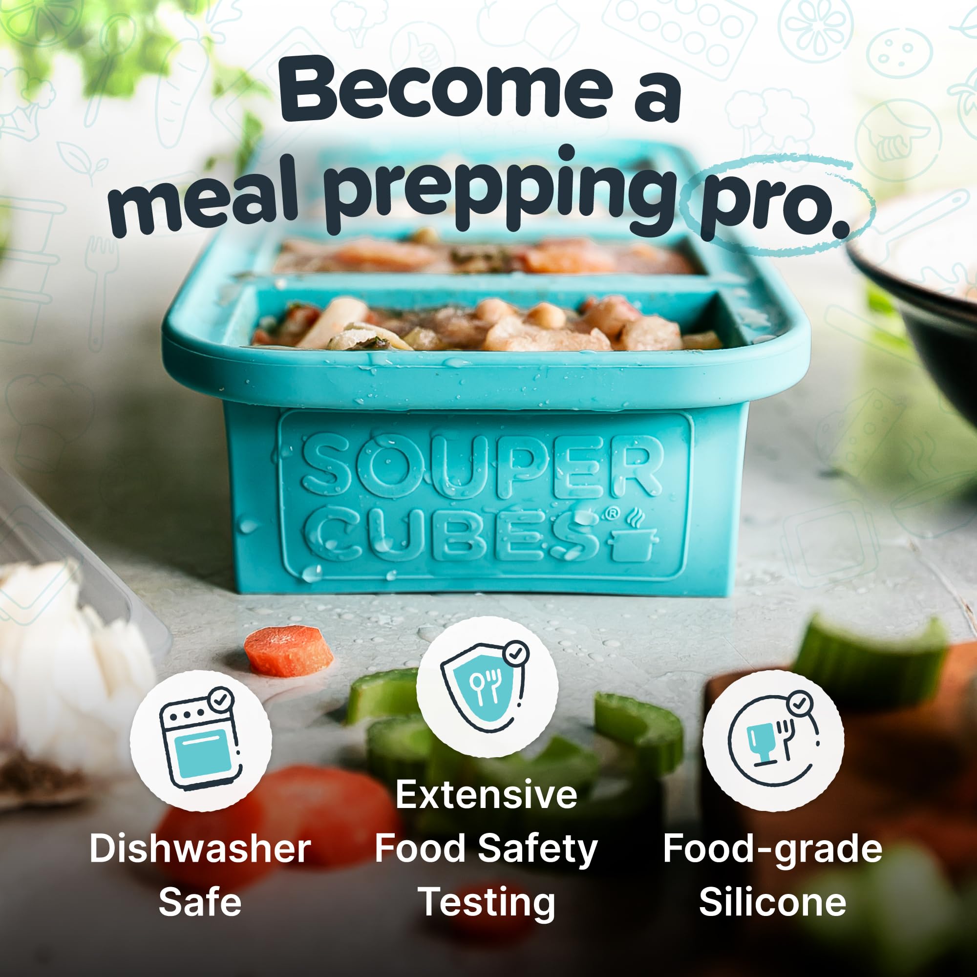 Souper Cubes portioned freezing trays help freeze soups and broths in ready-to-use sizes