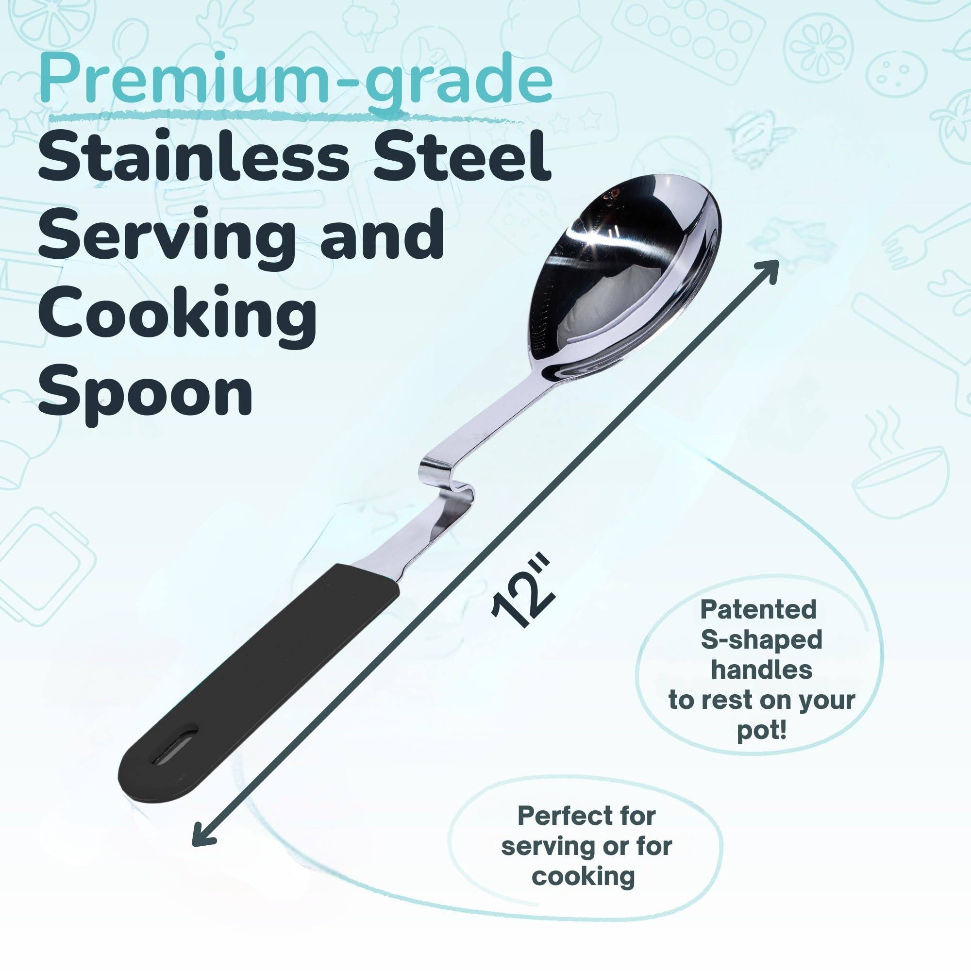 Souper Cubes serving spoon with side hooks for organized kitchen storage