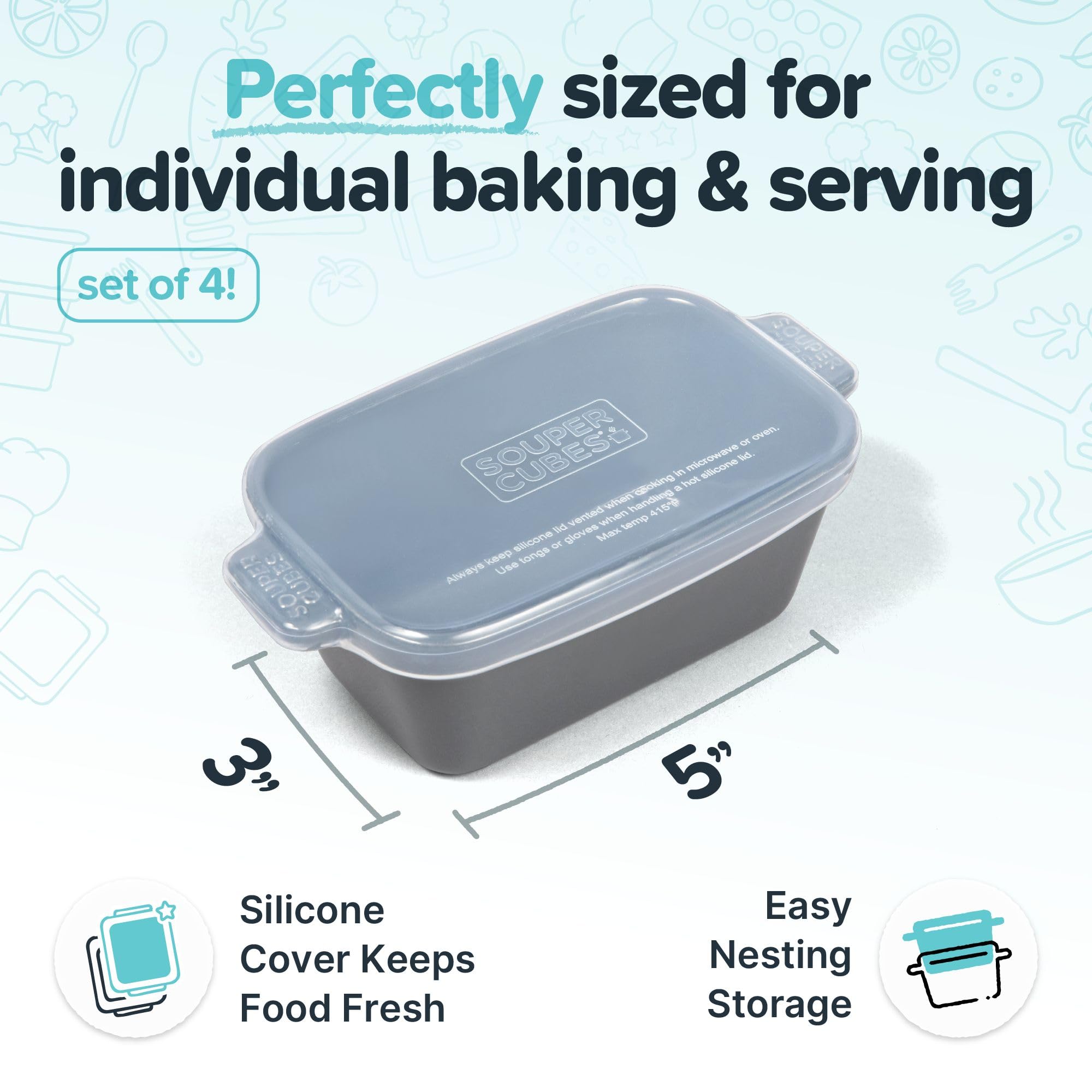 Souper Cubes small ceramic baking charcoal dish for individual casseroles and sides