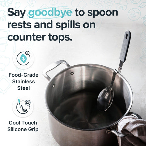 Souper Cubes stainless-steel spoon with cool silicone handle for safe cooking