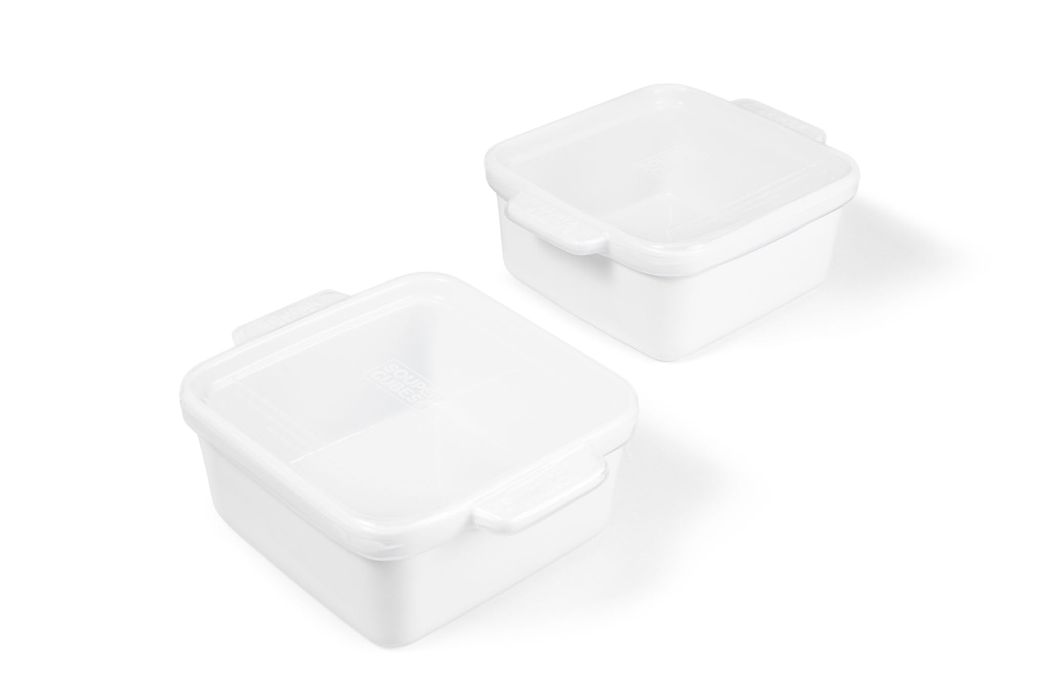 Souper Cubes stoneware 5x5 dish with silicone cover for reheating portions