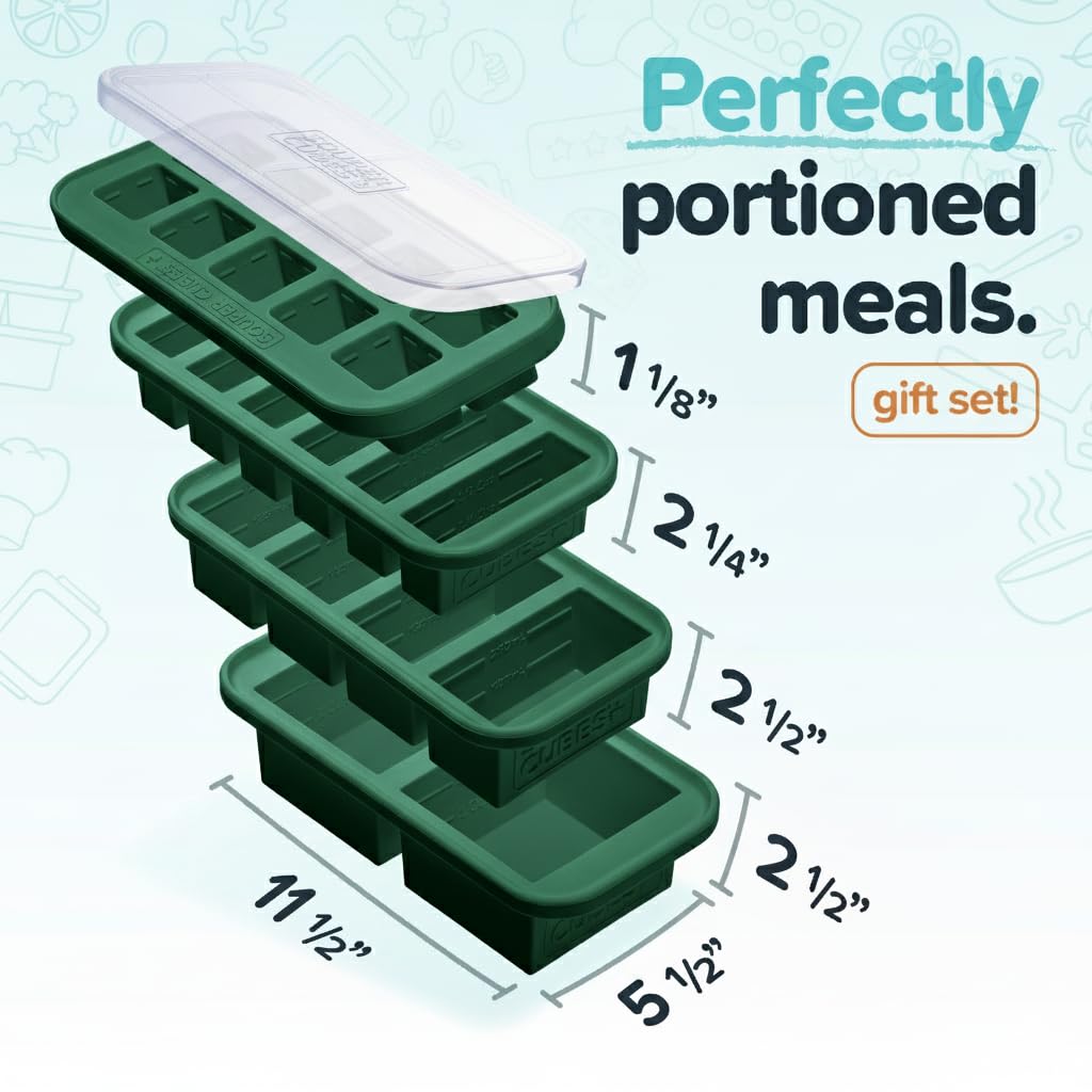 Souper Cubes Kale lids on trays keep contents fresh in the freezer.
