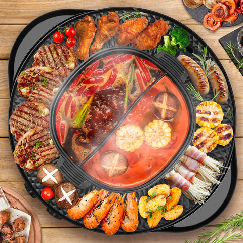 Soupify 2-in-1 hotpot and grill with dual pots for family meals.