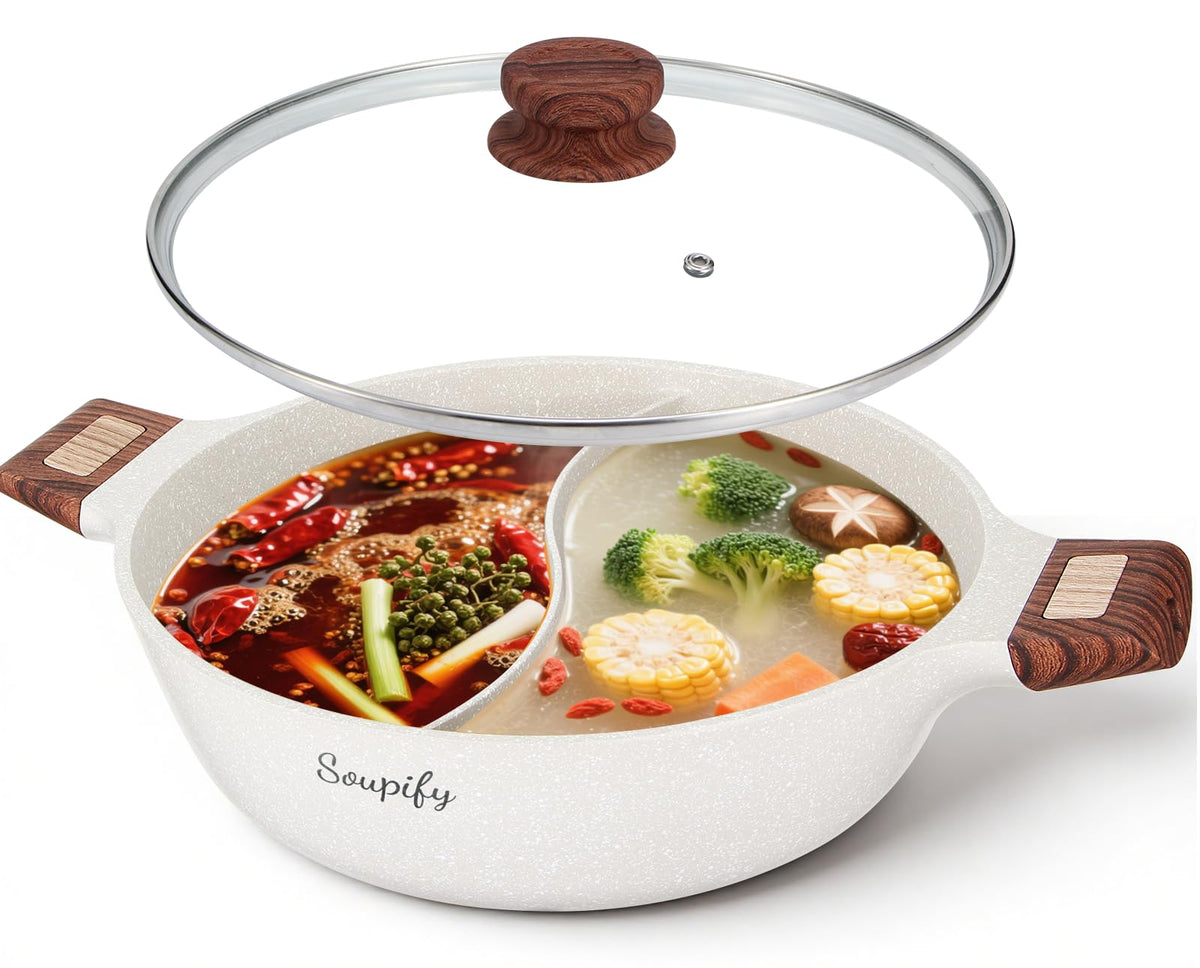 Soupify dual-flavor divider pot lets you enjoy two broths at once.