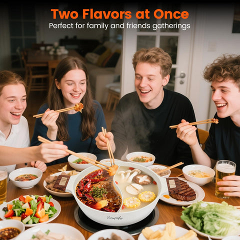 Soupify nonstick shabu pot makes cleanup quick after meals.