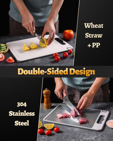 SOURCEBEAT stainless steel side for raw and cooked meat on a sturdy surface.