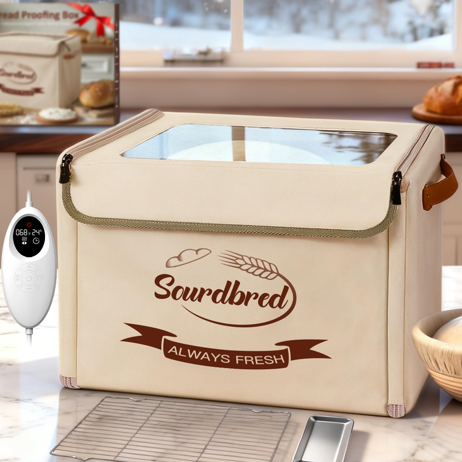 Sourdbred folding bread proofing box closed for compact storage and even fermentation