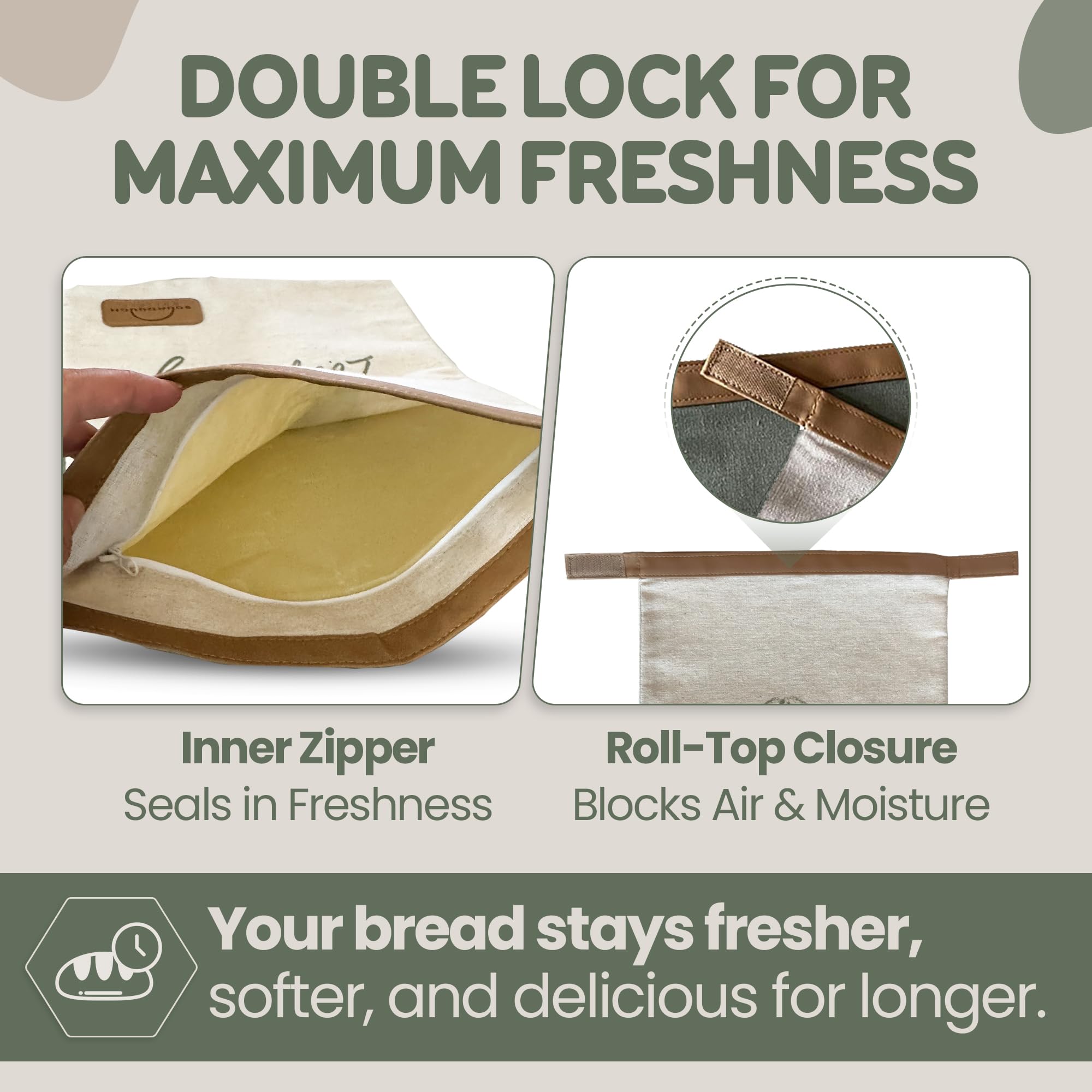 Sourdough Whisper wide comfort zipper opening for easy bread handling