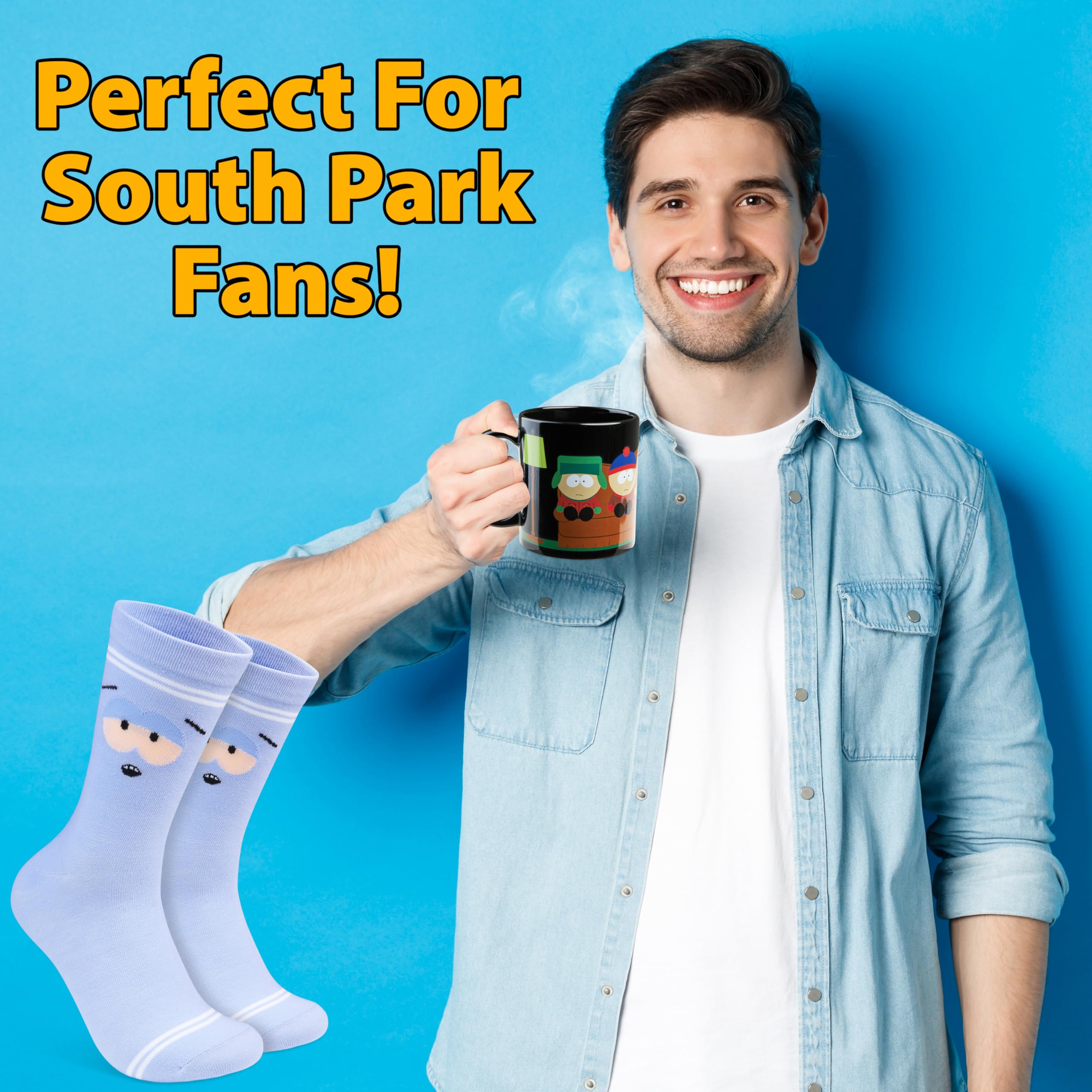 South Park mug with character handle detail adds collectible charm to daily brew.
