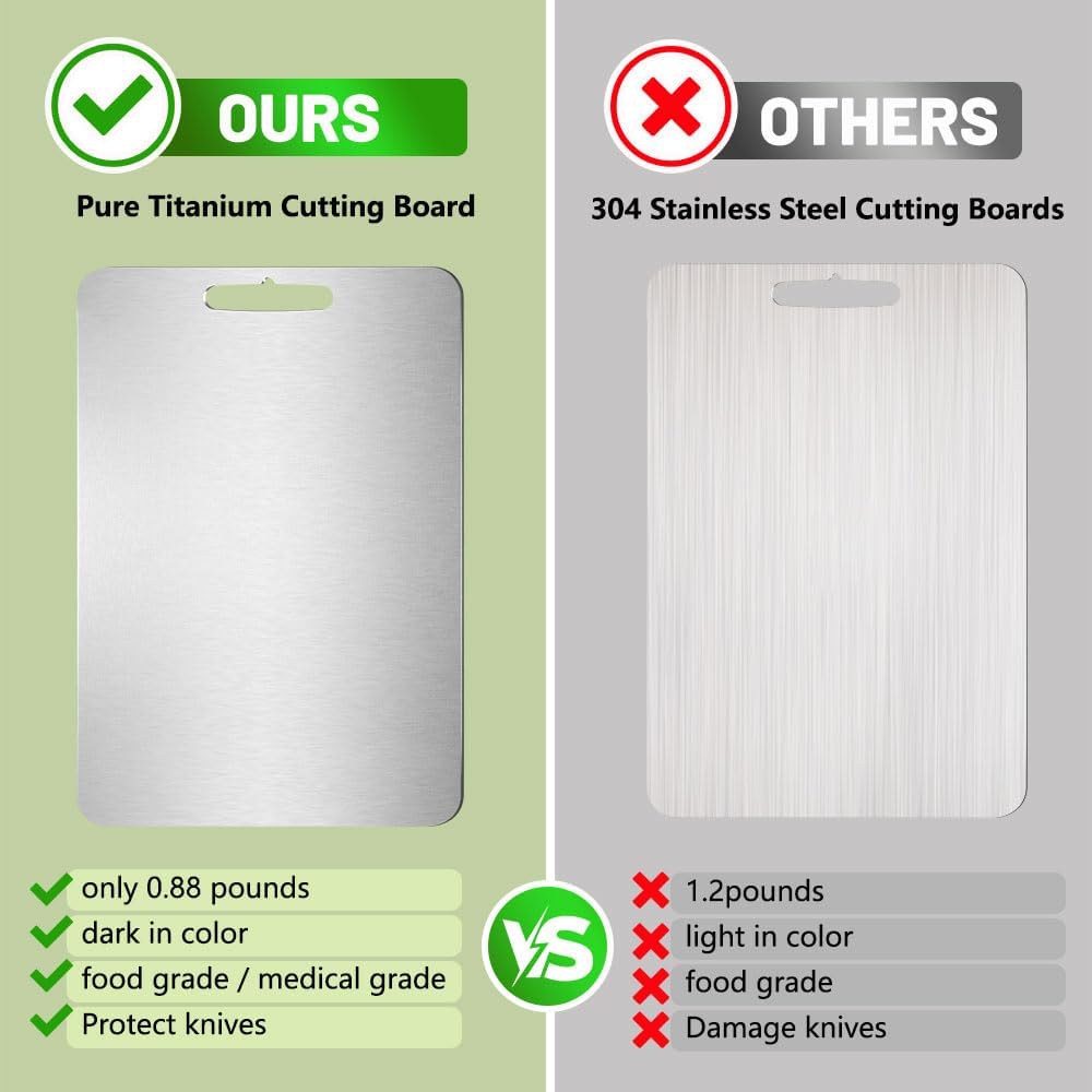Southaabo titanium cutting board vegetables and fruits; easy to clean after prep.