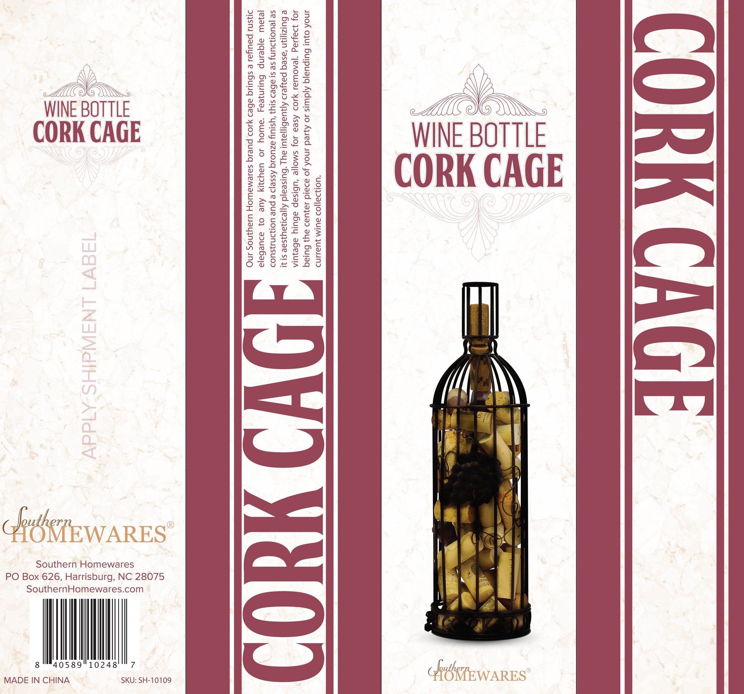 Southern Homewares decorative cork storage for wine lovers, durable metal cage enhances bars.