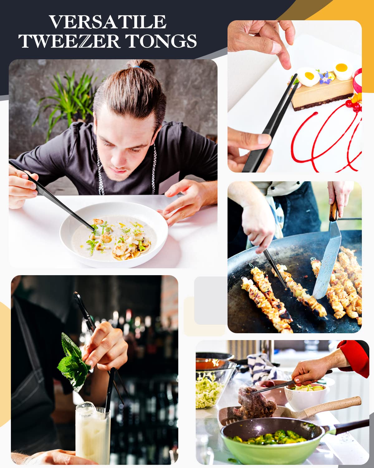 SouxMux plating and BBQ tweezers set enhances precise handling and presentation.