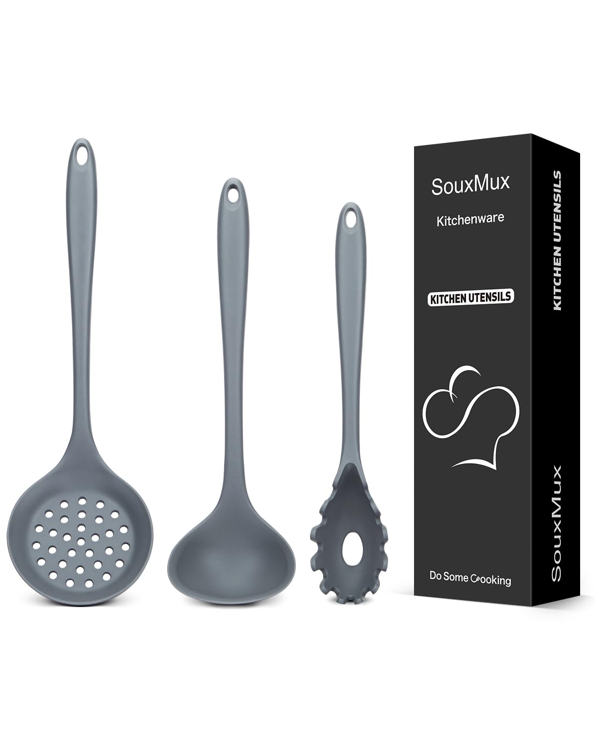 SouxMux silicone ladle for easy stirring and serving without scratching cookware.