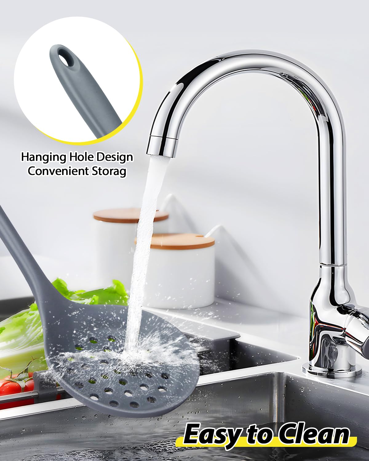 SouxMux kitchen utensils set in action during simmering and serving.