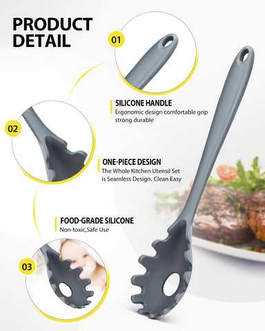 SouxMux silicone pasta fork grips noodles firmly with a soft, heat-resistant handle.