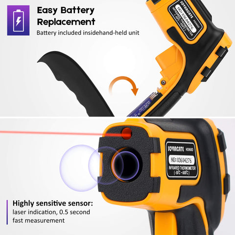 SOVARCATE infrared thermometer large display for easy reading in busy kitchens