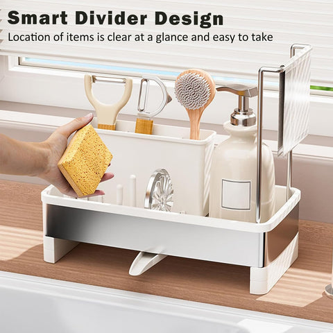 SOVGIZF sink caddy compact design keeps countertops tidy in small kitchens