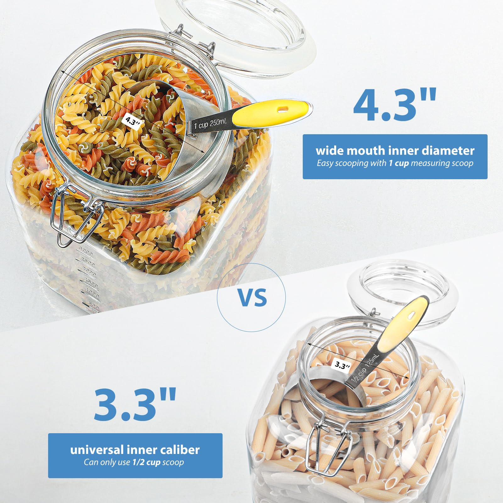 Sovietiep square-body jars maximize shelf space and stack neatly.