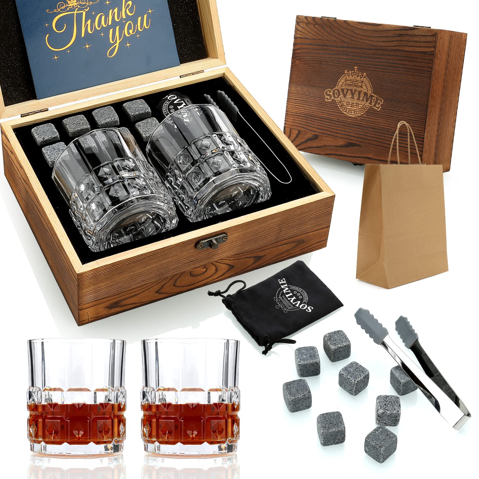 Sovyime whiskey glasses set shows crystal clarity for sipping bourbon and whiskey