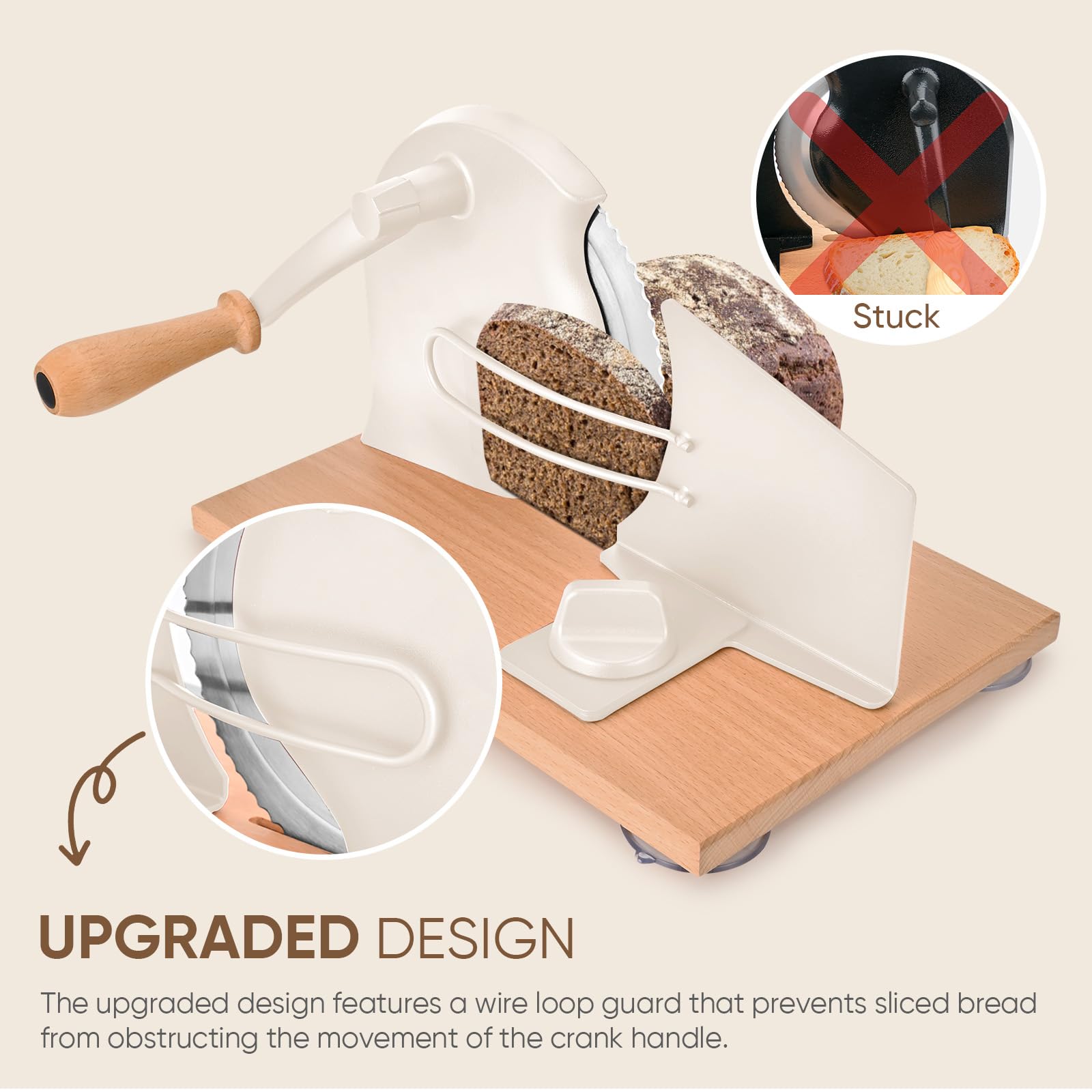 SOWKIPE hand crank in action delivering precise, uniform bread slices.