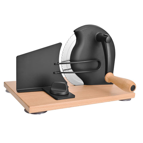 SOWKIPE manual bread slicer with hand crank for precise even slices at home.
