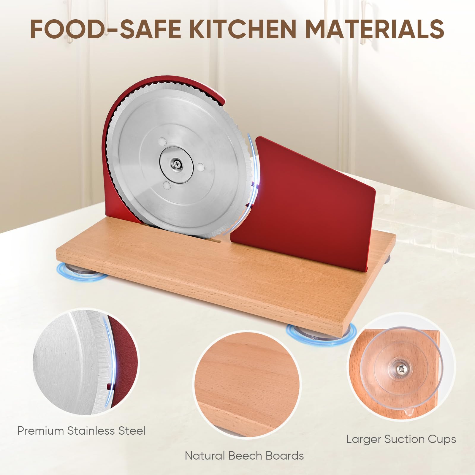 SOWKIPE bread slicer features metal bread guide for clean, accurate cuts.
