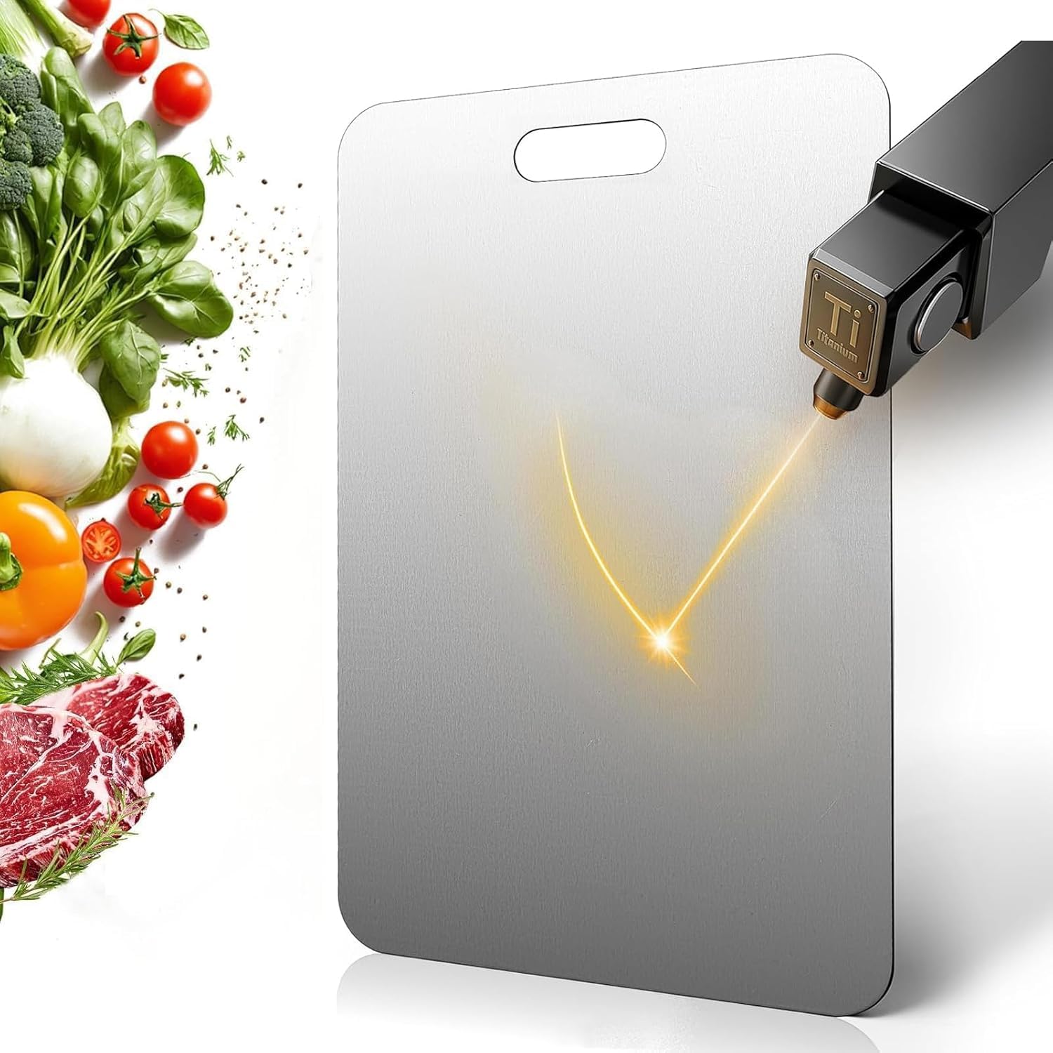 Sowspoy Katuchef titanium cutting board double-sided for versatile prep and hygiene.