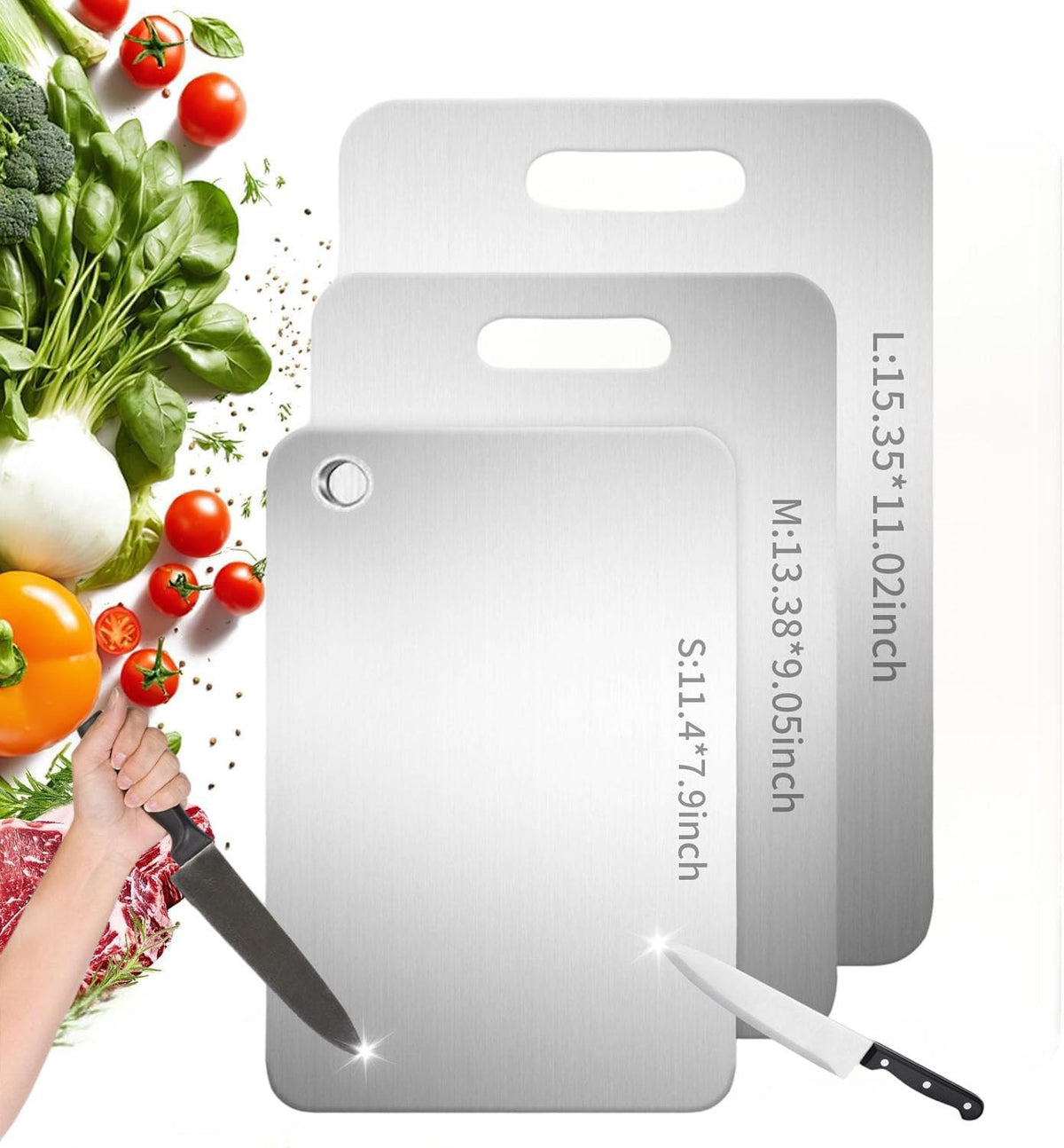 Sowspoy Katuchef titanium cutting board front view shows double-sided versatility for prep.