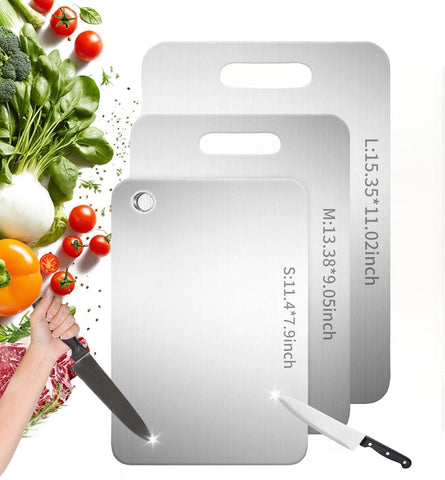 Sowspoy Katuchef titanium cutting board front view shows double-sided versatility for prep.
