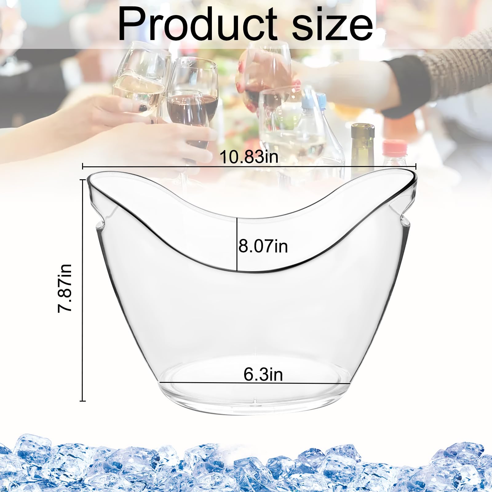 Soyuna 4L clear ice bucket side view, portable for outdoor events
