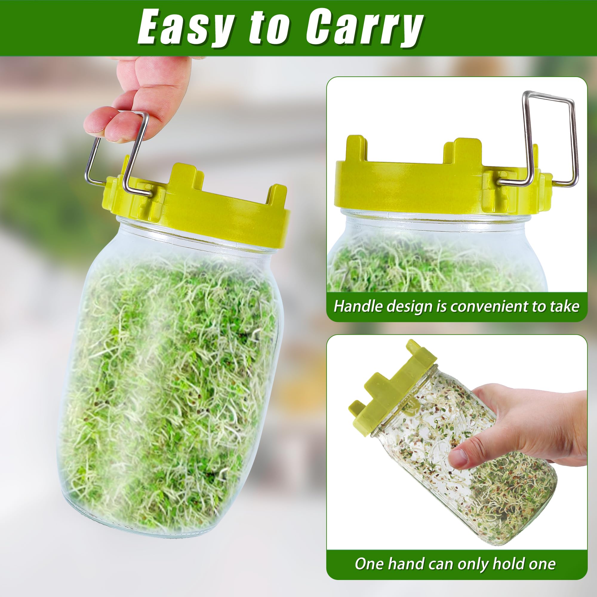 Sozize provides easy rinse and drain with properly sized holes for sprouts.