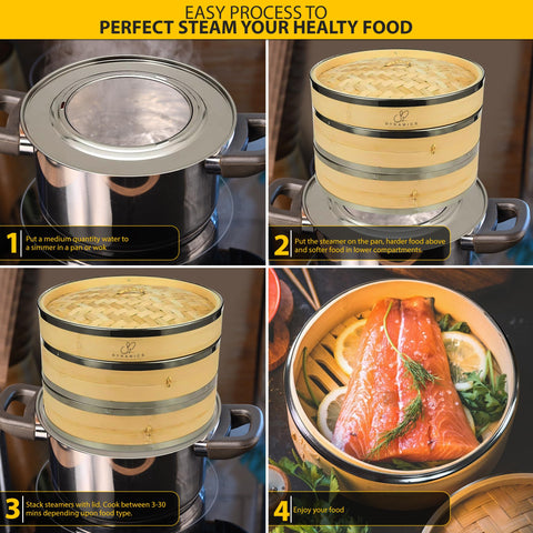 SP Dynamics stainless ring base keeps bamboo away from heat for safer cooking.