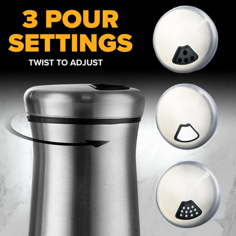 SP HOME GOODS Shaker with adjustable holes for controlled pouring and less mess.