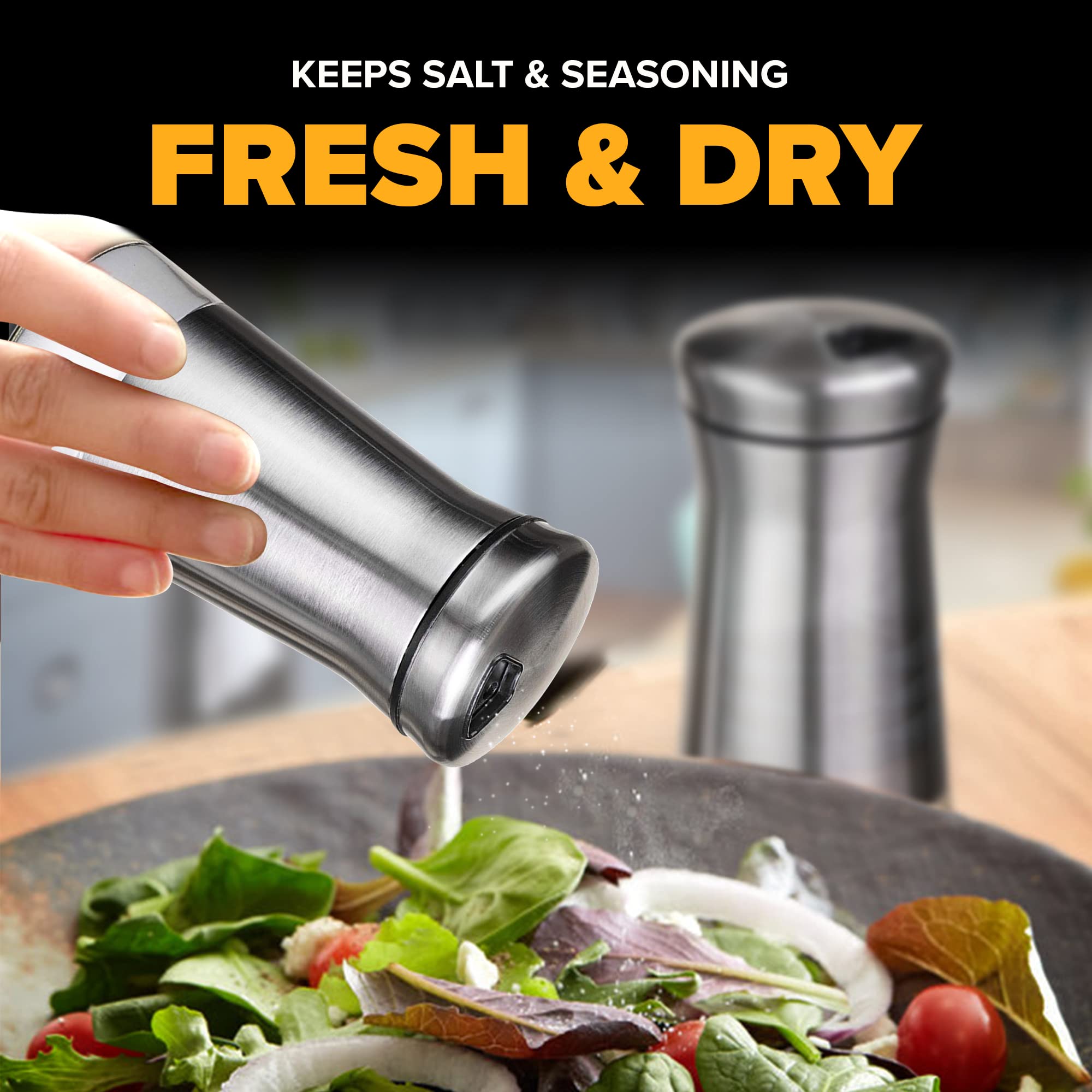 SP HOME GOODS Silver cap enables smooth, spill-free seasoning.