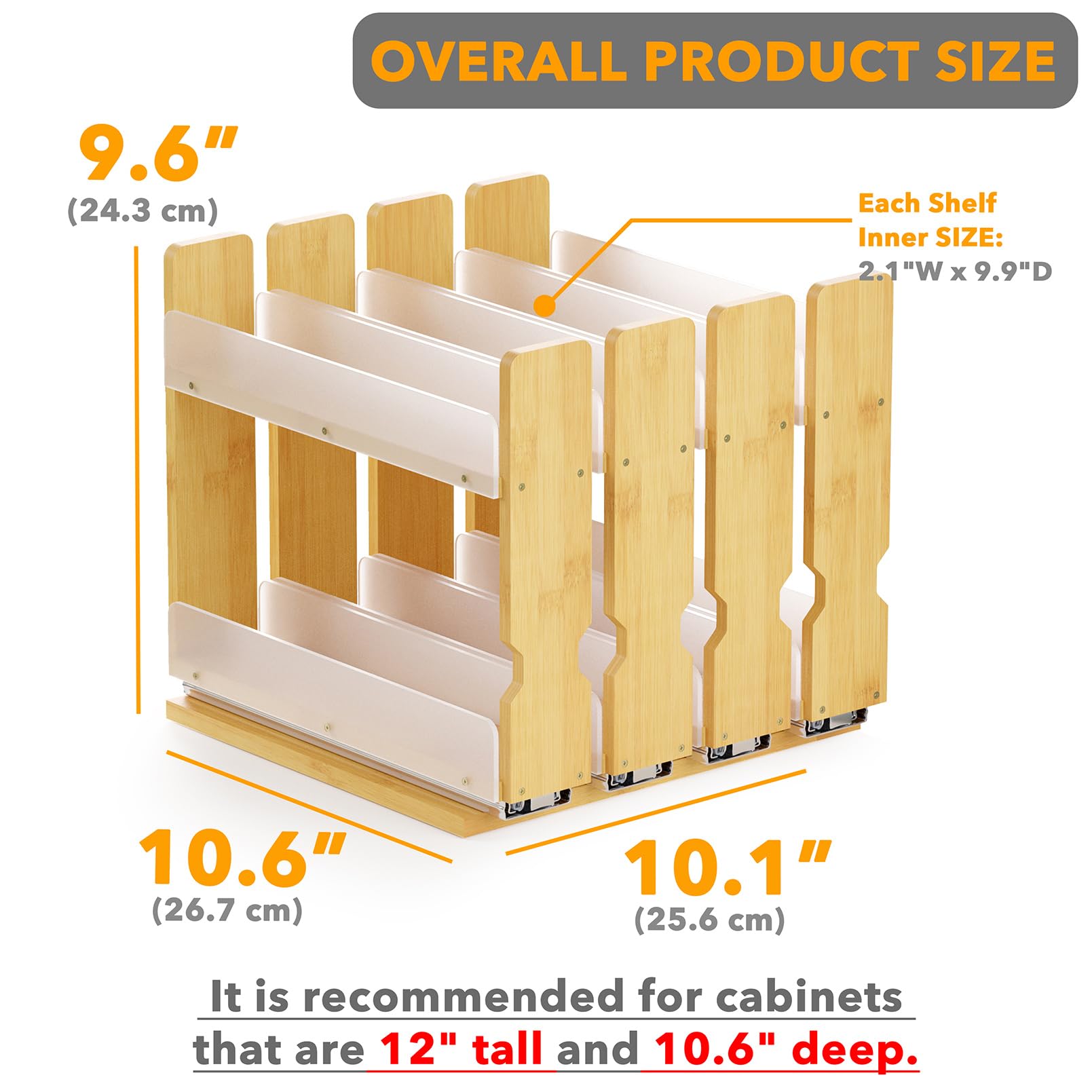 SpaceAid 4-drawers 2-tier rack in kitchen cabinet for spices